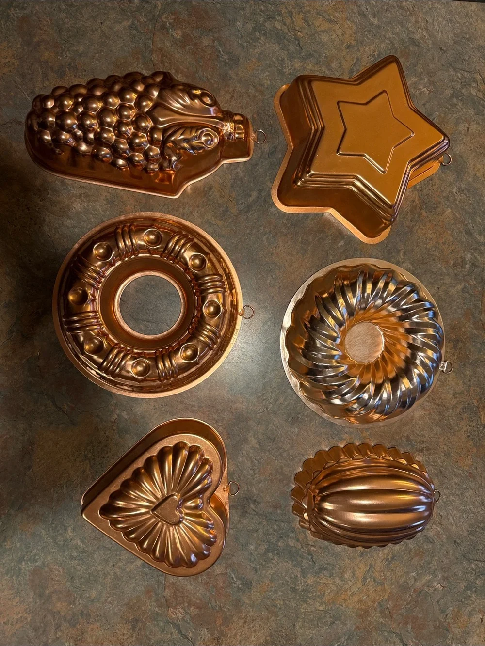 Copper-Colored Decorative Bake Mold Set - Home Kitchen